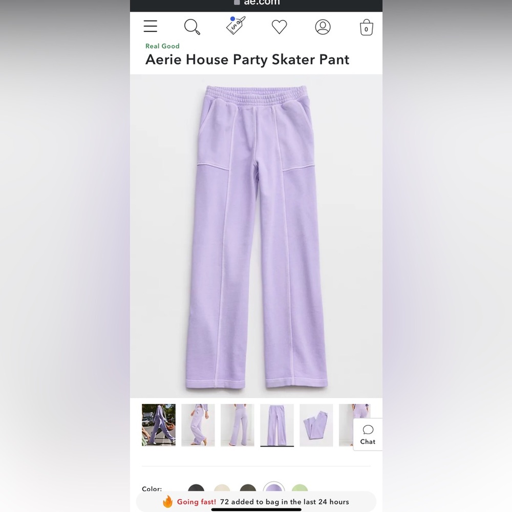 Aerie purple was house party skater pants size medium